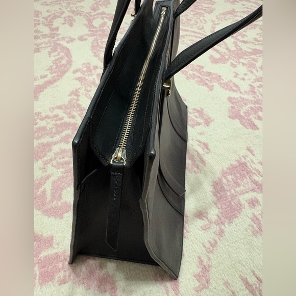 Cole Haan Black Leather Structured Tote Handbag - Picture 6 of 16